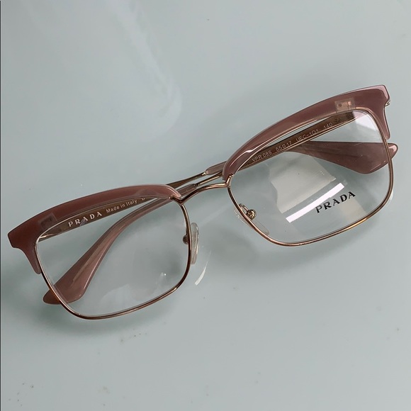 Prada Accessories - Prada beige/ gold rectangular prescription frames